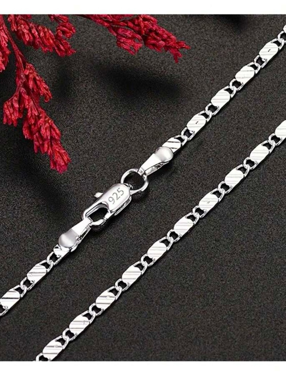 Sterling 925 Women's Box Link Necklace in Silver